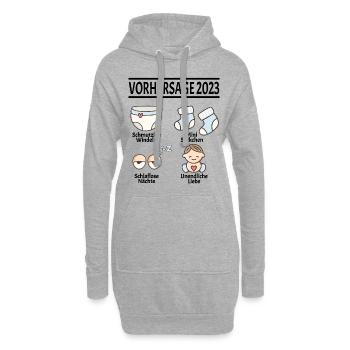 Werdende Eltern Vorhersage 2023 Schwanger für - Hoodie-Kleid - Grau meliert - Vorne