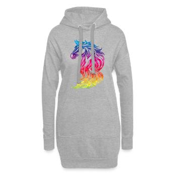 Licorne artistique aux couleurs de l’arc-en-ciel - Sweat-shirt à capuche long Femme - gris chiné - Devant