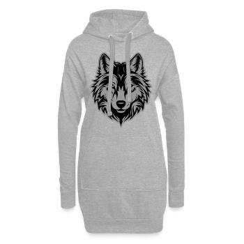 Wolf Silhouette - Hoodie-Kleid - Grau meliert - Vorne