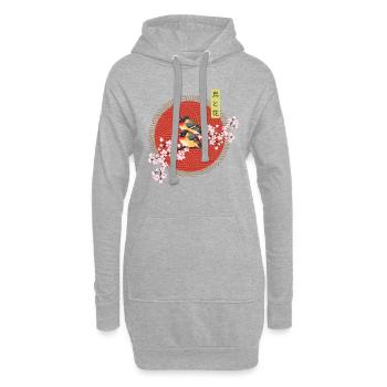 Ästhetische japanische Kunst Vögel mit Sakura - Hoodie-Kleid - Grau meliert - Vorne