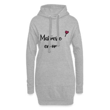 Maitresse en or - Sweat-shirt à capuche long Femme - gris chiné - Devant