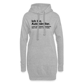 Autohändler Beruf Spruch Geschenk - Hoodie-Kleid - Grau meliert - Vorne