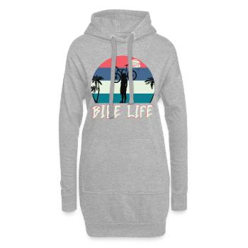 Bike Life - Fahrrad Strand Meer - Hoodie-Kleid - Grau meliert - Vorne