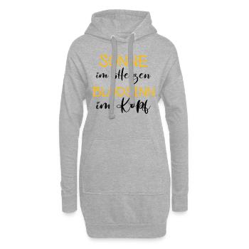 Sonne im Herzen - Blödsinn im Kopf - Hoodie-Kleid - Grau meliert - Vorne