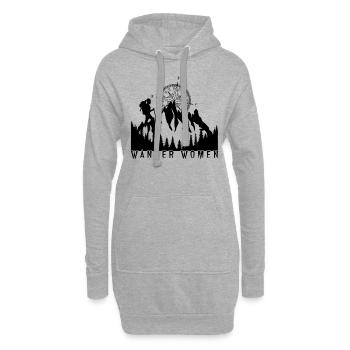 Frau Wandern Berge - Hoodie-Kleid - Grau meliert - Vorne