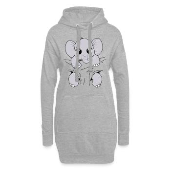 Baby Elefant Tier Elefantenbaby tragen Babyelefant - Hoodie-Kleid - Grau meliert - Vorne