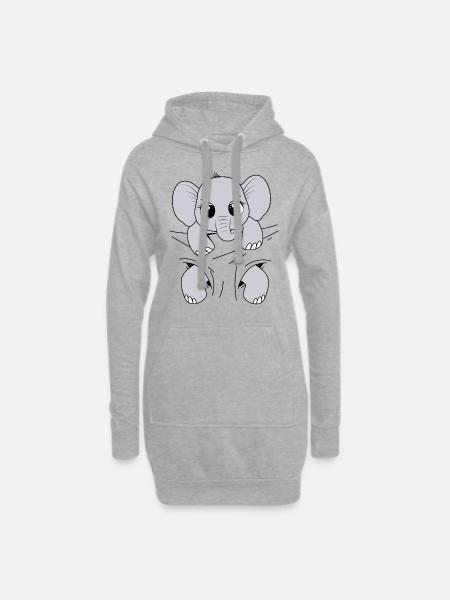 Baby Elefant Tier Elefantenbaby tragen Babyelefant - Hoodie-Kleid - Grau meliert