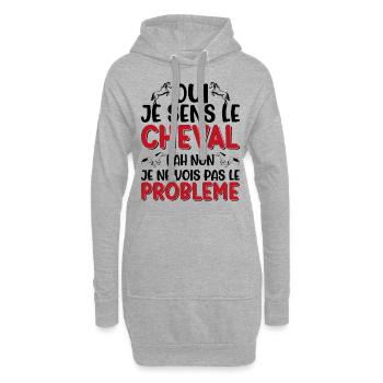 Oui je sens le cheval pas le problème - Sweat-shirt à capuche long Femme - gris chiné - Devant