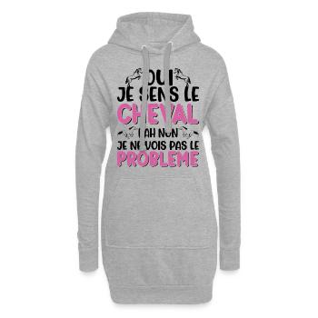 Oui je sens le cheval pas le problème - Sweat-shirt à capuche long Femme - gris chiné - Devant