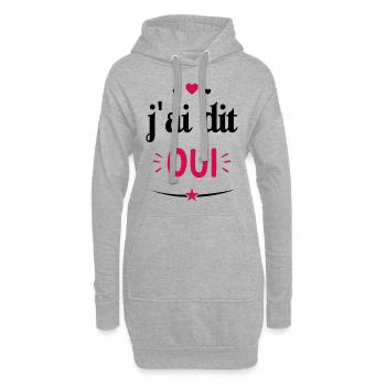 J'ai dit oui - Cadeau futur Mariés - Sweat-shirt à capuche long Femme - gris chiné - Devant