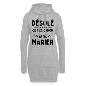Ce mec canon se marie cadeau EVG Humour drôle - Sweat-shirt à capuche long Femme - gris chiné - Devant