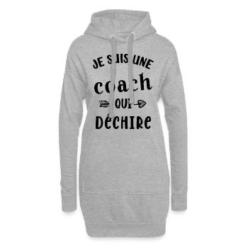 Je suis une coach qui déchire - Sweat-shirt à capuche long Femme - gris chiné - Devant