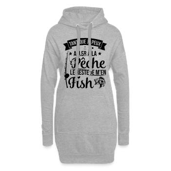 Si je peux aller à la pêche le reste je m'en fish - Sweat-shirt à capuche long Femme - gris chiné - Devant