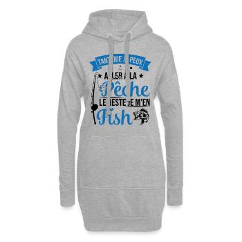 Si je peux aller à la pêche le reste je m'en fish - Sweat-shirt à capuche long Femme - gris chiné - Devant