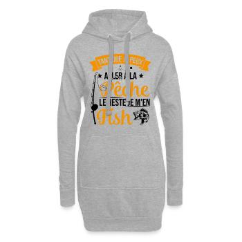 Si je peux aller à la pêche le reste je m'en fish - Sweat-shirt à capuche long Femme - gris chiné - Devant