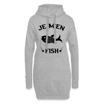 Je M'en Fish Cadeau Pêcheur Drôle Pêche - Sweat-shirt à capuche long Femme - gris chiné - Devant