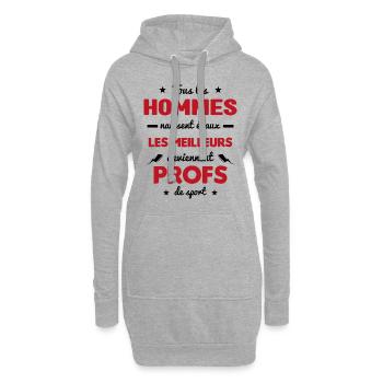 Les meilleurs hommes deviennent profs de sport - Sweat-shirt à capuche long Femme - gris chiné - Devant