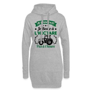 Je peux pas! Je bosse à l'hectare pas à l'heure - Sweat-shirt à capuche long Femme - gris chiné - Devant