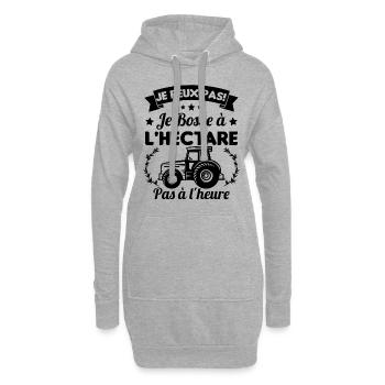 Je peux pas! Je bosse à l'hectare pas à l'heure - Sweat-shirt à capuche long Femme - gris chiné - Devant