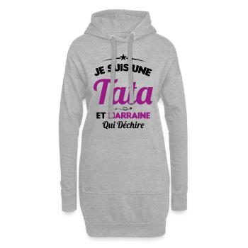 Je Suis Une Tata et Marraine Qui Déchire - Sweat-shirt à capuche long Femme - gris chiné - Devant