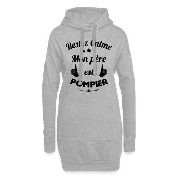 Restez calme Mon père est pompier Cadeau - Sweat-shirt à capuche long Femme - gris chiné - Devant