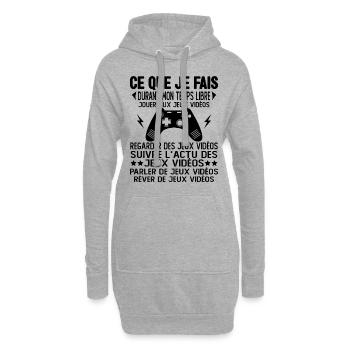 Ce que je fais pendant mon temps libre Jeux videos - Sweat-shirt à capuche long Femme - gris chiné - Devant