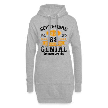 88 Ans Anniversaire Vintage Né(e) Septembre 1934 - Sweat-shirt à capuche long Femme - gris chiné - Devant
