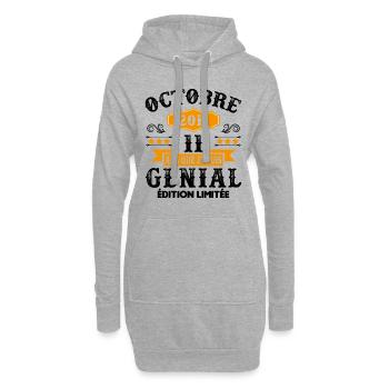 11 Ans Anniversaire Vintage Né(e) en Octobre 2011 - Sweat-shirt à capuche long Femme - gris chiné - Devant