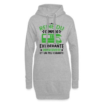 La Reine Du Camping Campeuse Cadeau Campeur Femme - Sweat-shirt à capuche long Femme - gris chiné - Devant