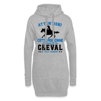 Cette Personne Risque Parler De Cheval Tout Moment - Sweat-shirt à capuche long Femme - gris chiné - Devant