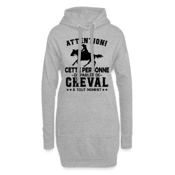 Cette Personne Risque Parler De Cheval Tout Moment - Sweat-shirt à capuche long Femme - gris chiné - Devant