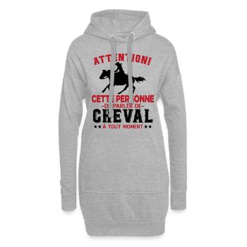 Cette Personne Risque Parler De Cheval Tout Moment - Sweat-shirt à capuche long Femme - gris chiné - Devant