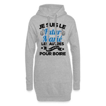 Cadeau de célibataire pour un futur marié - Sweat-shirt à capuche long Femme - gris chiné - Devant
