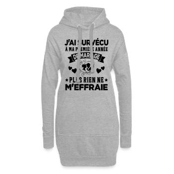 Ma Première Année De Mariage Humour Cadeau - Sweat-shirt à capuche long Femme - gris chiné - Devant