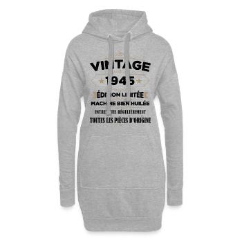 Vintage 1945 Edition Limitée - Sweat-shirt à capuche long Femme - gris chiné - Devant