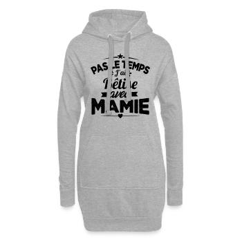 Pas le temps j'ai Bêtise avec Mamie - Sweat-shirt à capuche long Femme - gris chiné - Devant