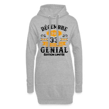 33 Ans Anniversaire Vintage En Décembre 1989 - Sweat-shirt à capuche long Femme - gris chiné - Devant
