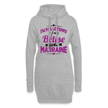 J'ai Pas Le Temps, J'ai Bêtise Avec Marraine - Sweat-shirt à capuche long Femme - gris chiné - Devant
