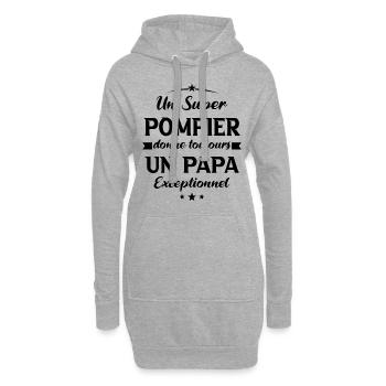 Pompier futur papa sapeur pompier anniversaire - Sweat-shirt à capuche long Femme - gris chiné - Devant