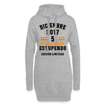 5 Ans Anniversaire Vintage Né(e) en Décembre 2017 - Sweat-shirt à capuche long Femme - gris chiné - Devant