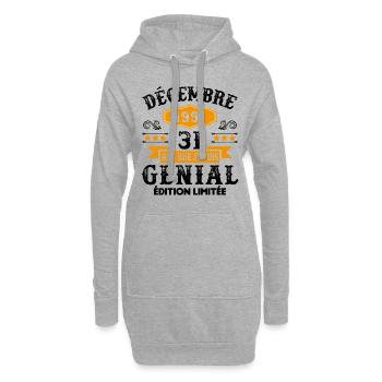31 Ans Anniversaire Vintage Né(e) en Décembre 1991 - Sweat-shirt à capuche long Femme - gris chiné - Devant