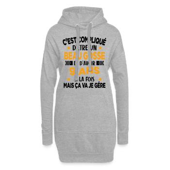 Compliqué d'être un Beau Gosse et D'avoir 9 Ans - Sweat-shirt à capuche long Femme - gris chiné - Devant