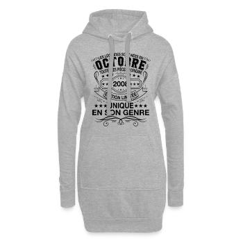 Les légendes sont nées en Octobre 2008 Cadeau - Sweat-shirt à capuche long Femme - gris chiné - Devant