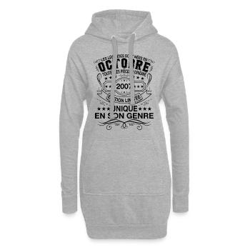 Les légendes sont nées en Octobre 2007 Cadeau - Sweat-shirt à capuche long Femme - gris chiné - Devant