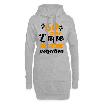 60 Ans Anniversaire 60 ans l'age de la perfection - Sweat-shirt à capuche long Femme - gris chiné - Devant