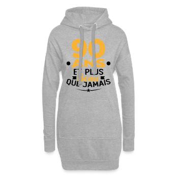 90 Ans et plus beau que jamais - Sweat-shirt à capuche long Femme - gris chiné - Devant