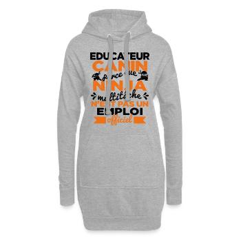 Educateur Canin Drôle Cadeau Ninja Humor - Sweat-shirt à capuche long Femme - gris chiné - Devant