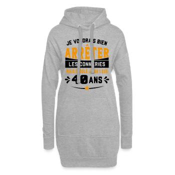 Je Voudrais Bien 40 Ans Humour Cadeau - Sweat-shirt à capuche long Femme - gris chiné - Devant