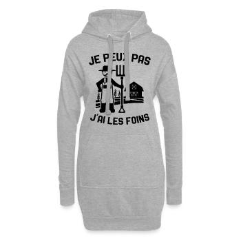 Je Peux Pas J'ai Les Foins Cadeau Agriculteur - Sweat-shirt à capuche long Femme - gris chiné - Devant