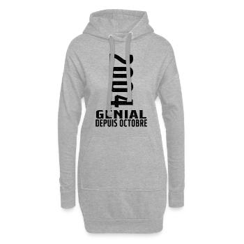 Génial(e) Depuis Octobre 2004 - Sweat-shirt à capuche long Femme - gris chiné - Devant